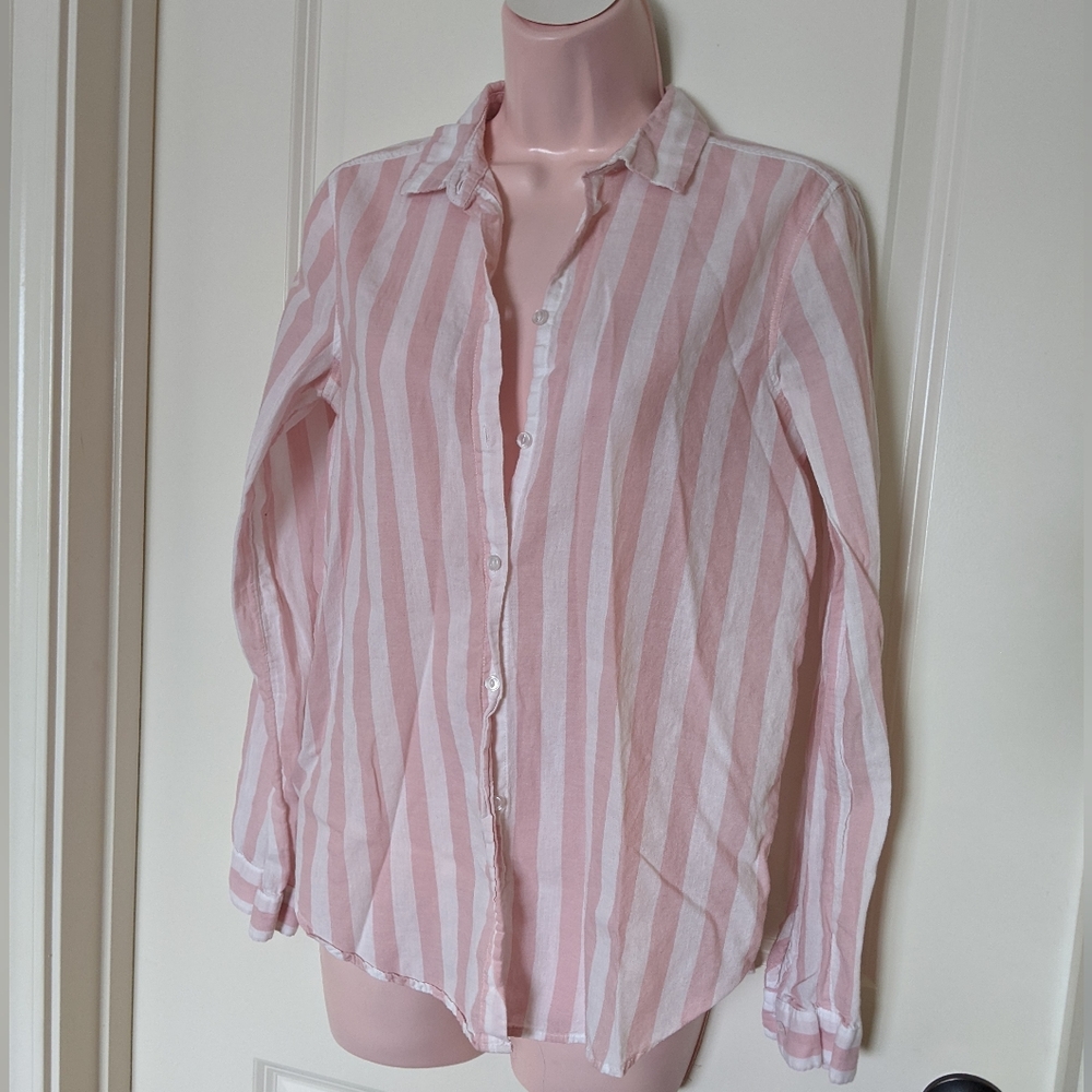 Pink striped button up shirt